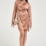 Abito donna mini satinato rosa antico Y6SM24 E34 SEMICOUTURE 