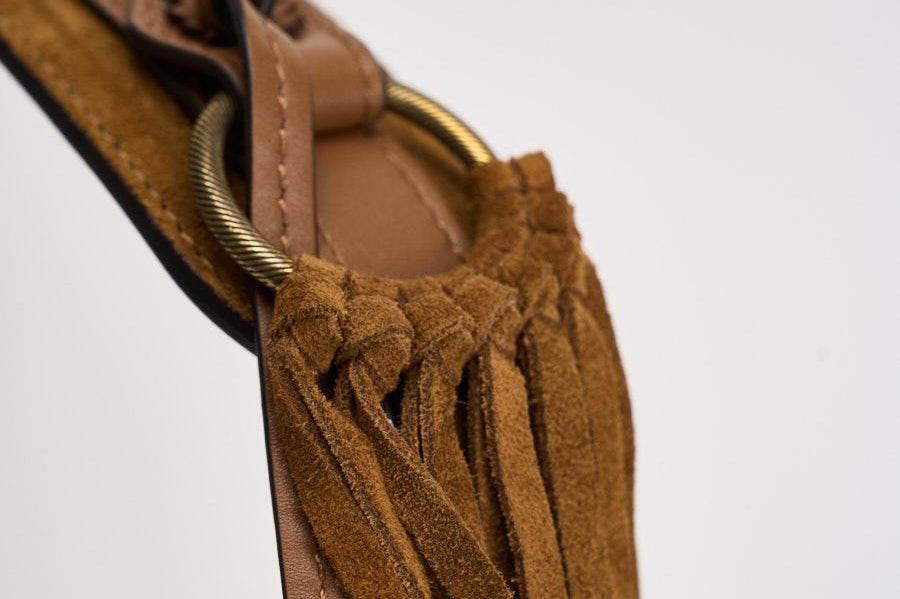 Borsa Oskan Soft Zip Franges in suede cammello BF0066FG D2C17MCOGNAC ISABEL MARANT 