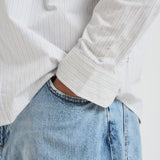 Camicia uomo a righe pistacchio e bianca 1000442 479 LES DEUX 