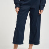 Pantalone donna in popeline blu notte L6SK86 N08 LIVIANA CONTI 