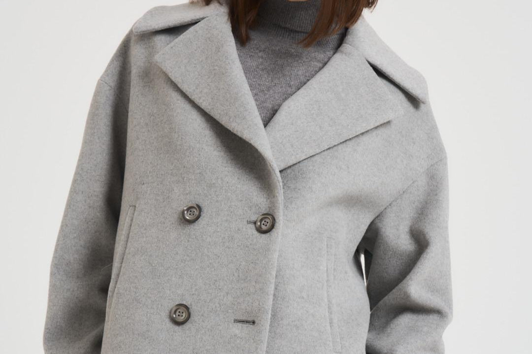 Cappotto donna corto grigio chiaro IRIS DEBORA402 ACCADEMIE TESSILI 