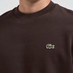 Felpa uomo girocollo in pile marrone SH9608 SKB LACOSTE 