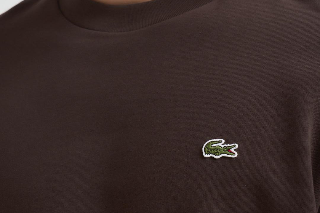 Felpa uomo girocollo in pile marrone SH9608 SKB LACOSTE 
