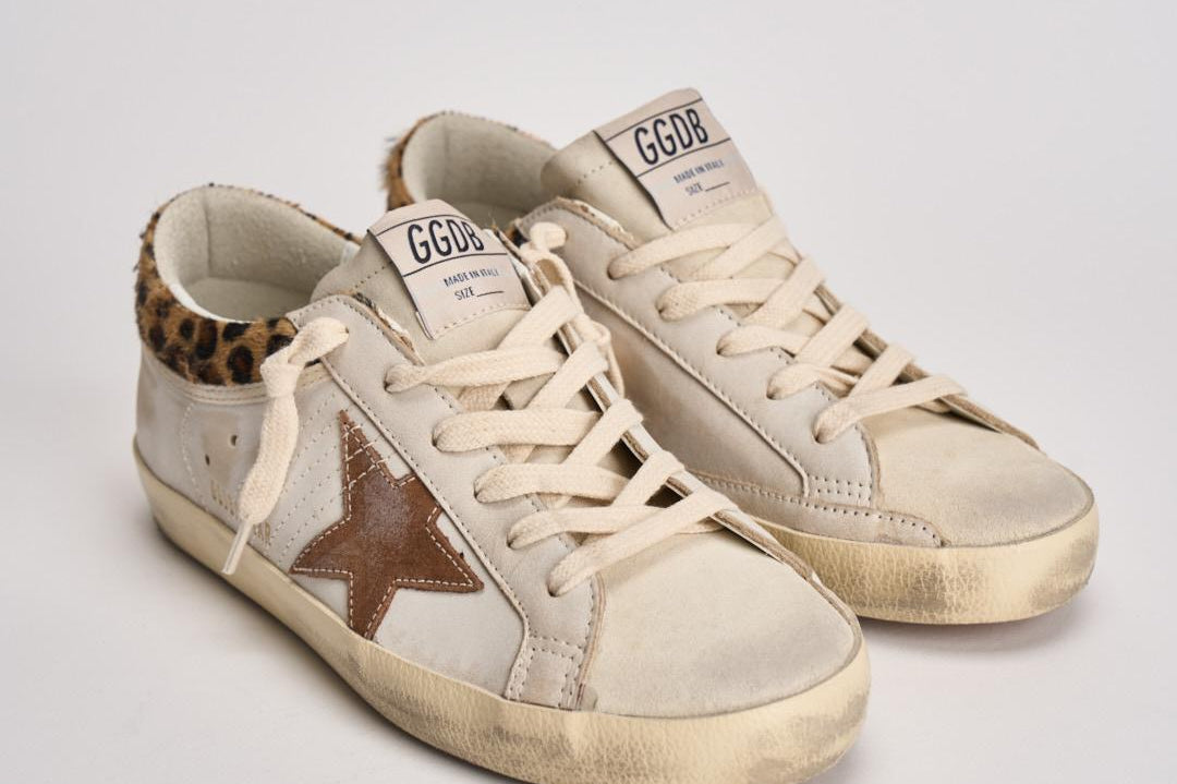 Sneakers donna Super Star bianca e cavallino leopardato GWF01042 F00816783260 GOLDEN GOOSE 