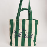 Borsa tote donna in cotone a righe verde STRIPESPOP 51 MC2 SAINT BARTH 