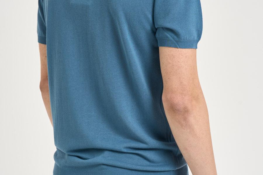 Polo uomo in maglia celeste carta zucchero M060526 255 ACCADEMIE TESSILI 