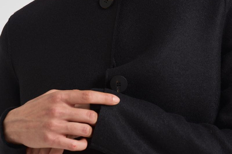Cappotto donna monopetto nero AE1215 MLK199 HARRIS WHARF LONDON 