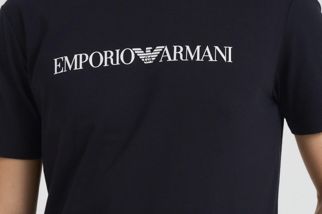 T-shirt in cotone nero<BR/> 8N1TN5 0974 EMPORIO ARMANI 