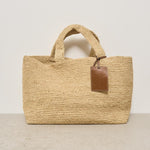 Borsa donna in rafia a mano beige V8.8EV NATURAL MANEBI' 