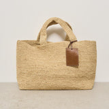 Borsa donna in rafia a mano beige V8.8EV NATURAL MANEBI' 