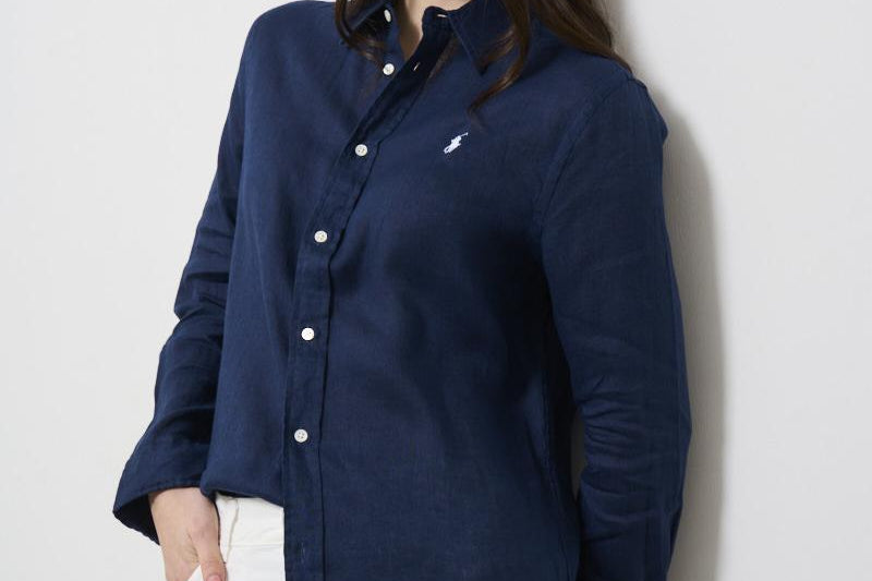 Camicia donna in lino blu 211970730 002 RALPH LAUREN 