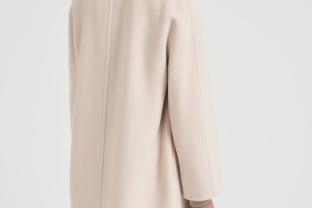 Cappotto donna midi doppiopetto panna TOKIO 023 MAX MARA STUDIO 