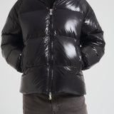 Piumino uomo corto lucido nero STEVE 0009 PYRENEX 