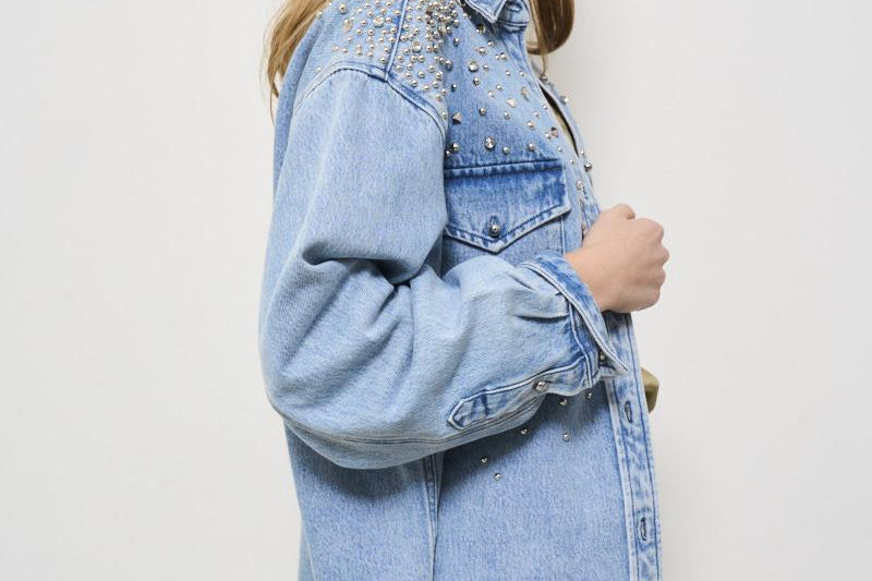 Camicia donna in denim con borchie KENZY BLUEVINTAGE IRO 