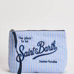 Pochette donna Aline in cotone a righe celeste ALINECOTTON 00566L MC2 SAINT BARTH 