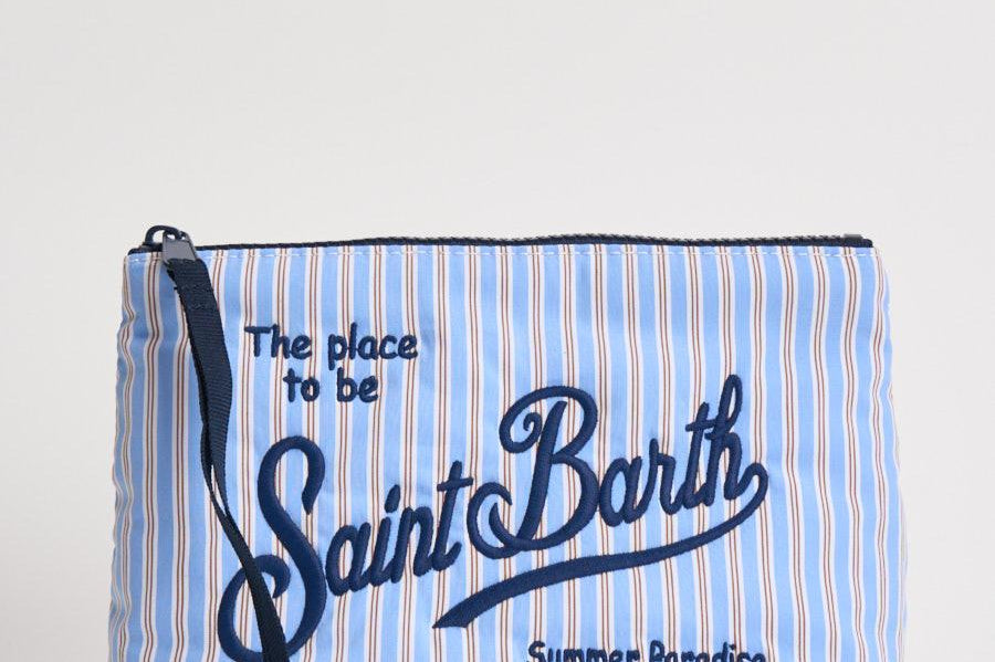 Pochette donna Aline in cotone a righe celeste ALINECOTTON 00566L MC2 SAINT BARTH 