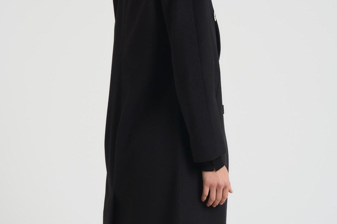 Cappotto lungo donna doppiopetto nero MYRNA DEBORA21 ACCADEMIE TESSILI 