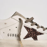 Sneakers donna Super Star bianche e glitter marroni GWF00101 F00812212386 GOLDEN GOOSE 