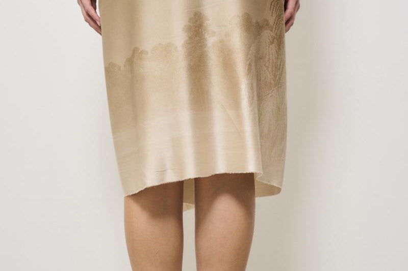Gonna midi donna in seta Adastrgum beige 11827 514979 PIERRE-LOUIS MASCIA 