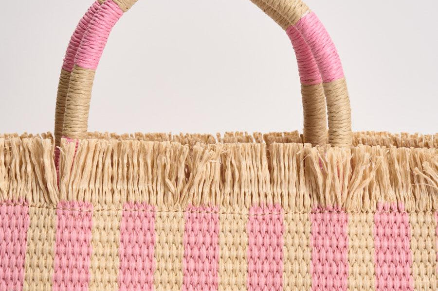 Borsa donna Colette in paglia a righe rosa COLETTESTRAWN 00407L MC2 SAINT BARTH 