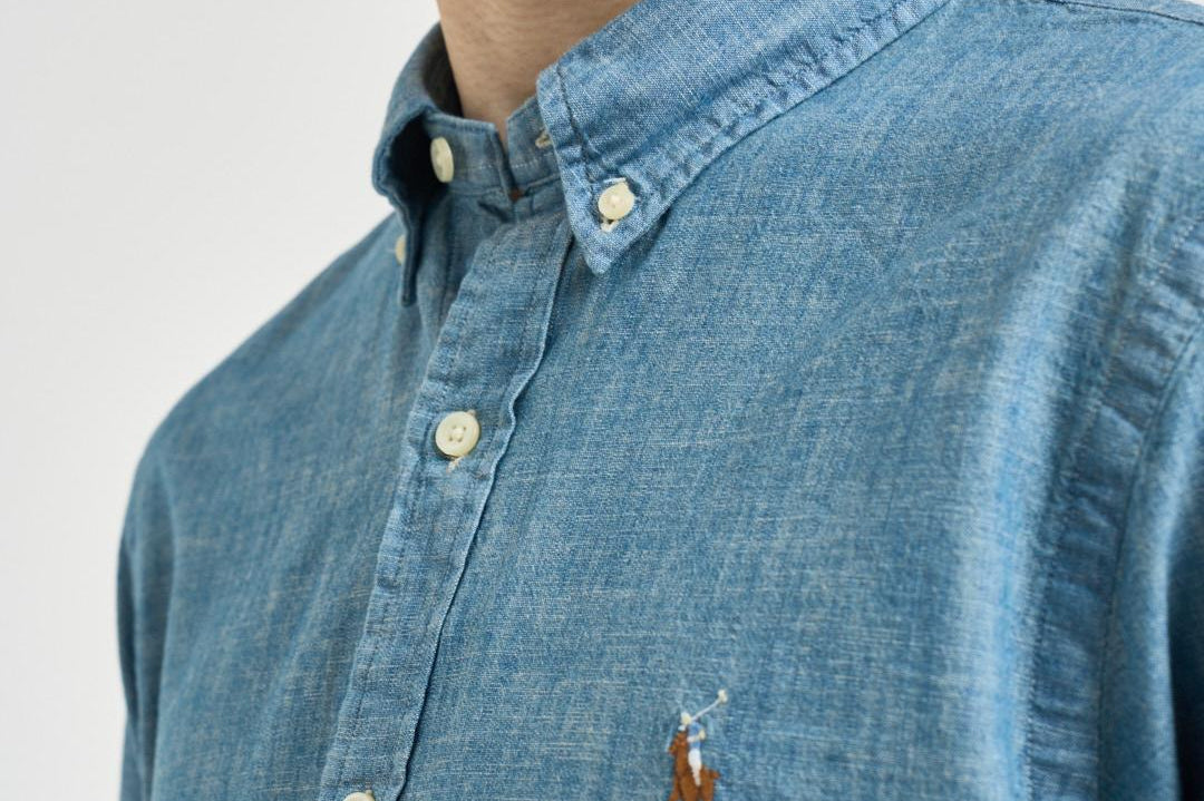 Camicia uomo in denim chiaro 710548538 001 RALPH LAUREN 
