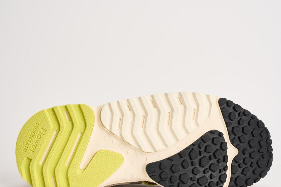 Sneakers uomo Yamabushi beige e lime YAMABUSHIM 1D87LIME FLOWER MOUNTAIN 