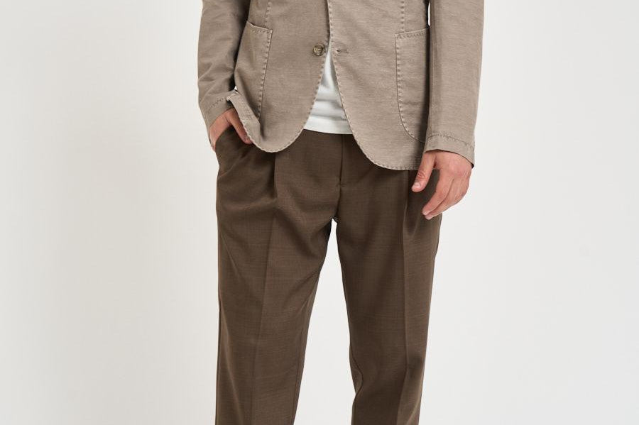Giacca uomo in misto cotone e lino tortora SERENIOLD R7002FANGO ACCADEMIE TESSILI 