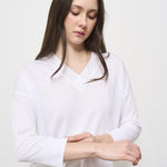 Maglia donna bianca scollo a V JV000015D 1000 HERNO 
