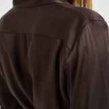 Camicia donna satinata marrone Y6SM13 V22 SEMICOUTURE 