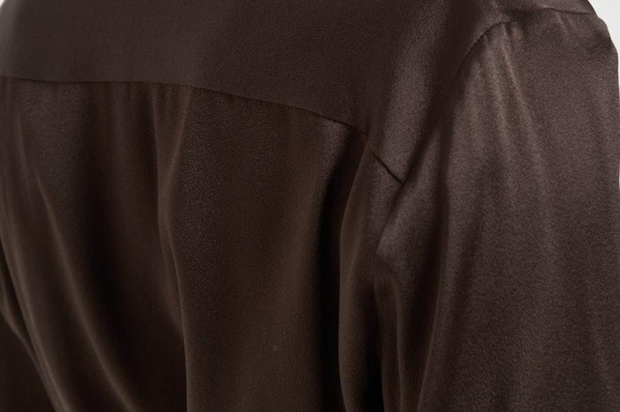 Camicia donna satinata marrone Y6SM13 V22 SEMICOUTURE 