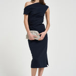 Abito donna midi monospalla blu notte D726148 PINGU012 P.a.r.o.s.h. 