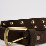 Cintura donna con borchie in suede marrone KXCI2926 MORO KIKISIX 