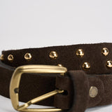 Cintura donna con borchie in suede marrone KXCI2926 MORO KIKISIX 