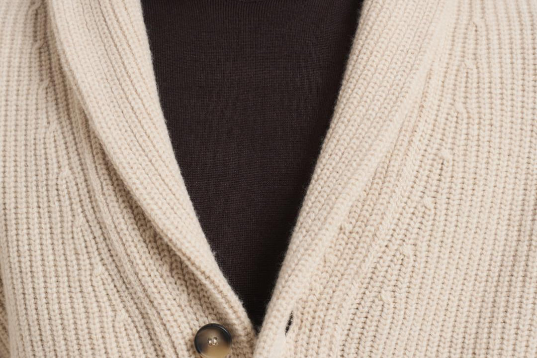 Cardigan uomo collo sciallato sabbia CS3MLT W5CP931 FILIPPO DE LAURENTIS 