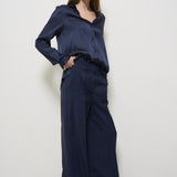 Camicia donna satinata blu Y5SM03 K92 SEMICOUTURE 