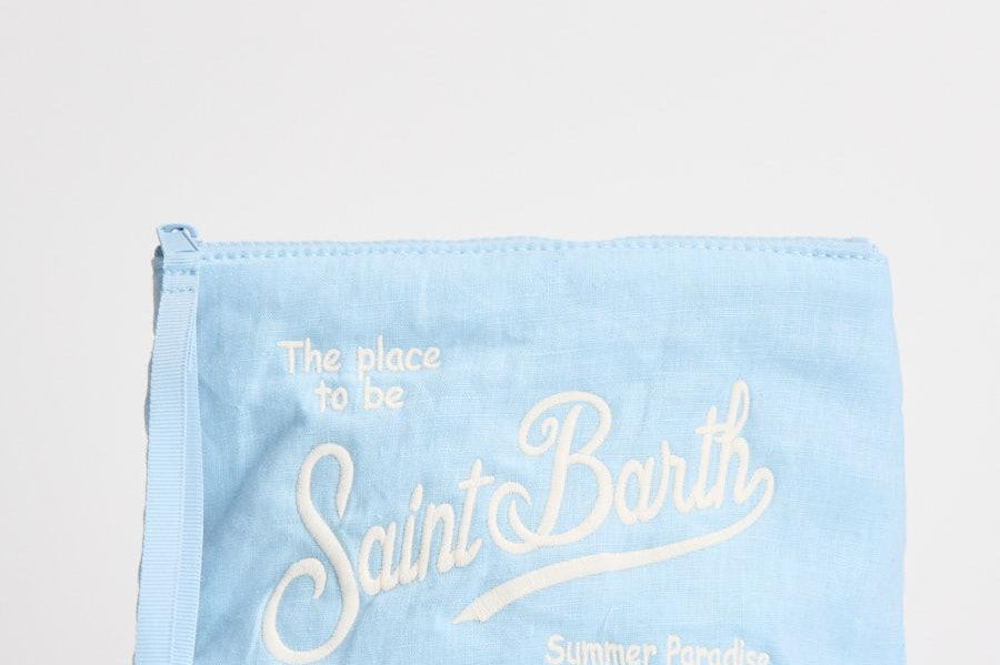 Pochette donna Aline in lino celeste ALINESOFTLINEN 31 MC2 SAINT BARTH 