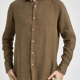 Camicia uomo in lino tortora J66TNP UQ2 ACCADEMIE TESSILI 