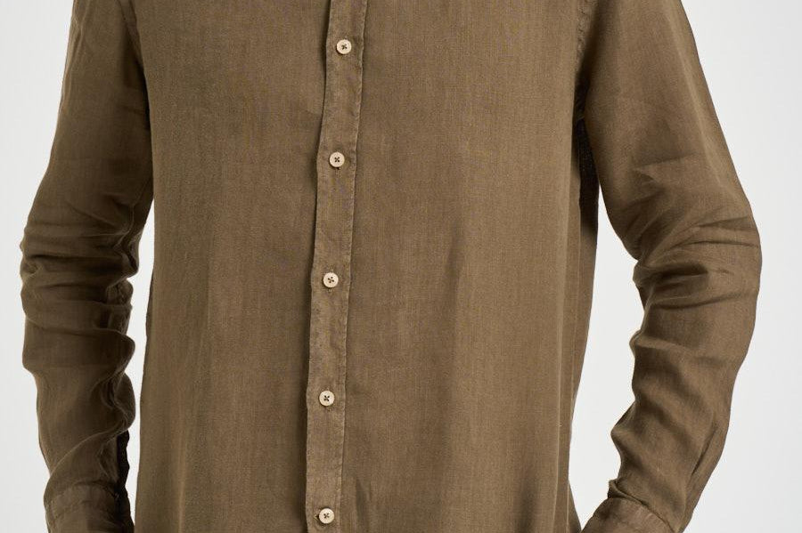 Camicia uomo in lino tortora J66TNP UQ2 ACCADEMIE TESSILI 
