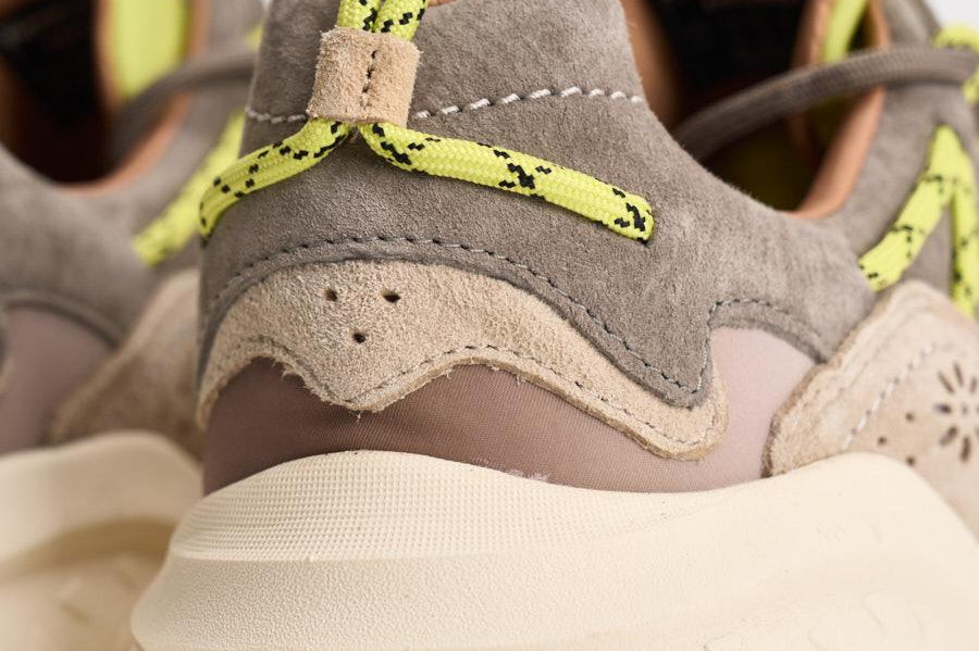 Sneakers uomo Yamabushi beige e lime YAMABUSHIM 1D87LIME FLOWER MOUNTAIN 