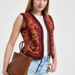 Gilet donna ricamato multicolor SUNA1GIL RUST ANTIK BATIK 
