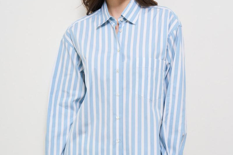Camicia donna gessata celeste DALIA 85229001 XACUS 