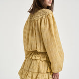 Blusa donna Polly con pizzo giallo pastello HT0767FA D1J05E10LC MARANT ETOILE 