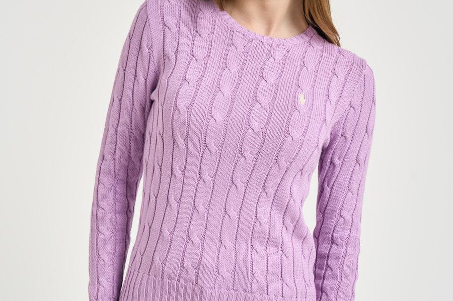 Maglia donna girocollo a trecce lilla 211971869 505 RALPH LAUREN 