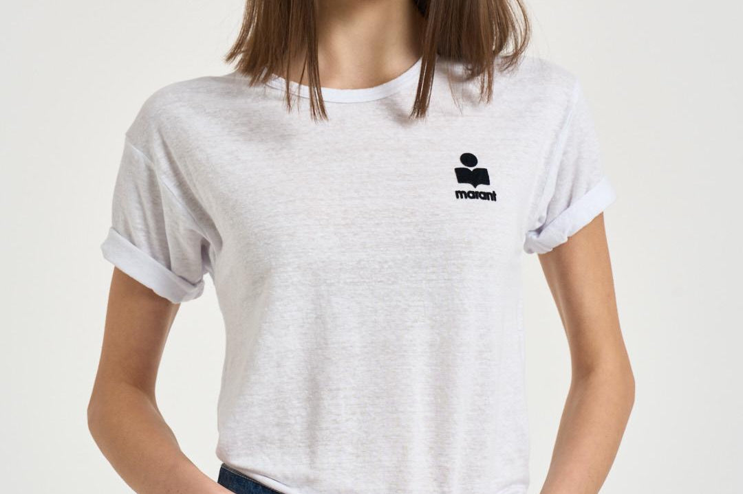 T-shirt donna Koldia girocollo in lino bianca TS0315FA A1N09E20WH MARANT ETOILE 