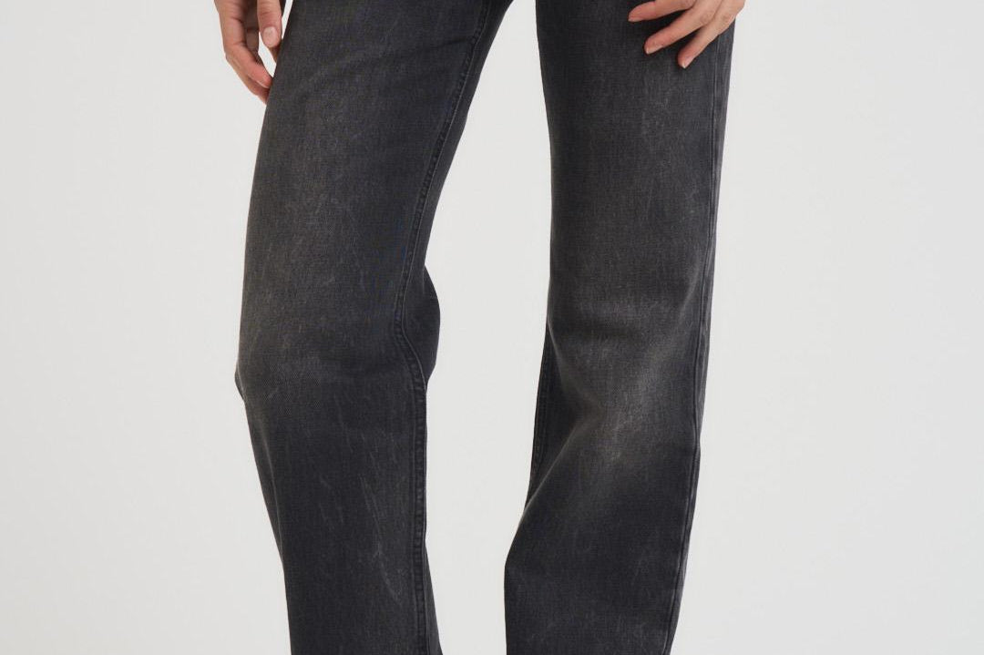 Jeans donna gamba dritta in denim nero STAR BLACKWASH HAIKURE 