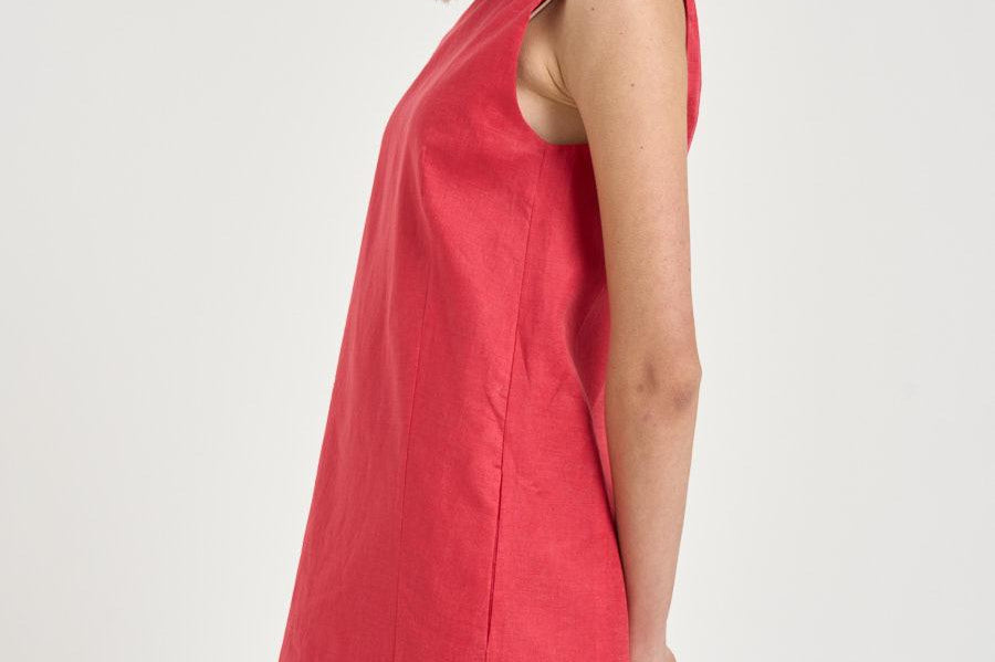 Abito donna corto smanicato corallo S6SN18 D10 SEMICOUTURE 