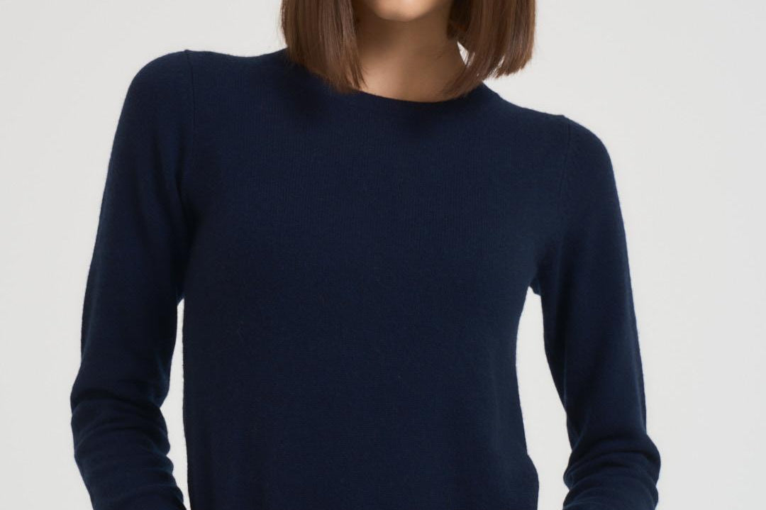 Maglia donna girocollo blu notte CATELINA NAVY ABSOLUT CASHMERE. 