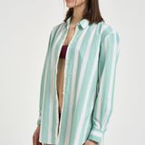 Camicia donna a righe acqua marina BRIG001 5317 MC2 SAINT BARTH 