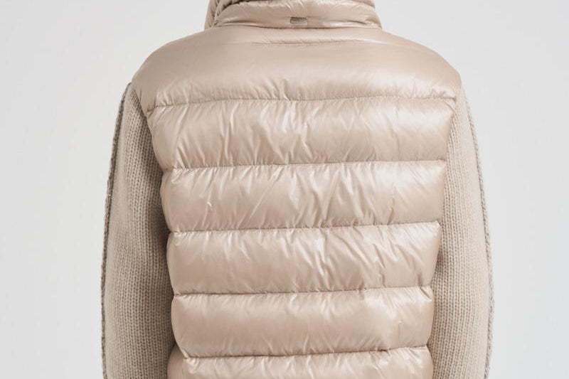 Bomber donna in nylon e maglia beige PI00138DR 1985 HERNO 