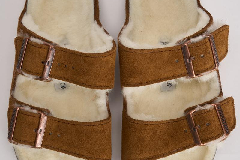 Sandalo arizona in shearling e camoscio donna 1001135 MINK BIRKENSTOCK 